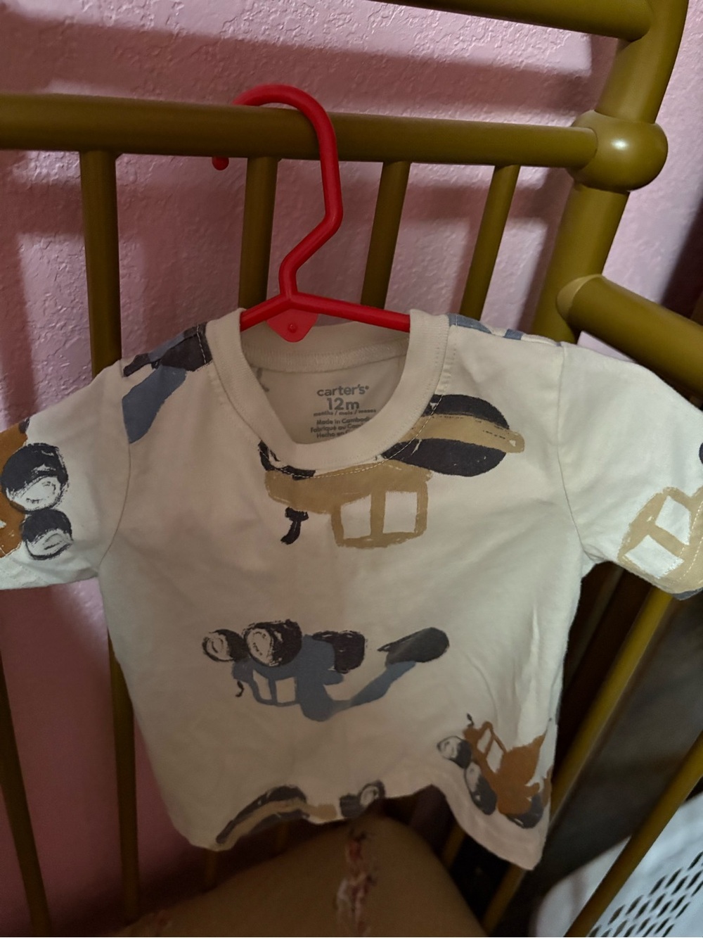 Carter's Cream Tee with Blue and Tan Airplane Prints